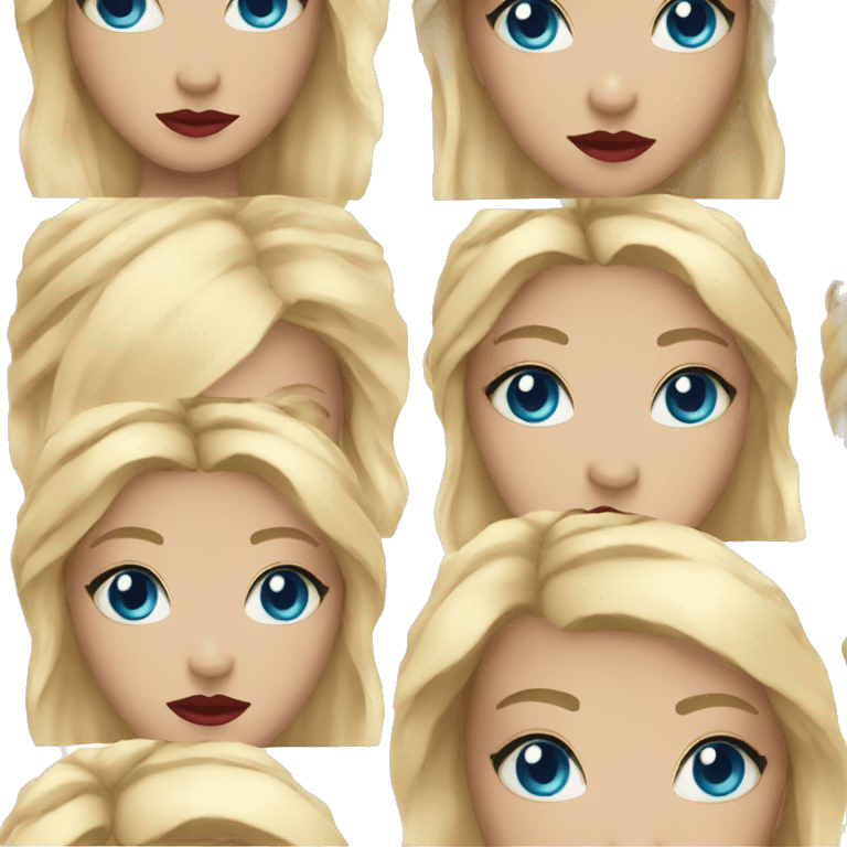 blonde girl blue eyes red lip  emoji