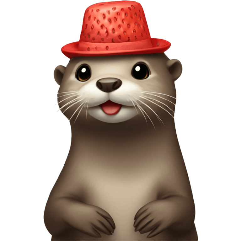 otter with strawberry hat emoji