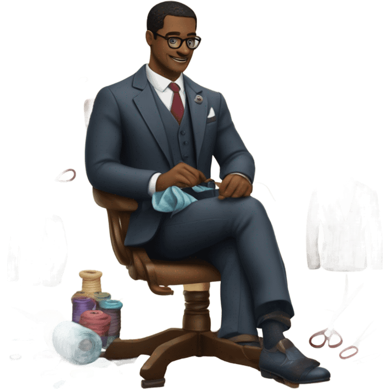 a London haberdasher sewing a suit emoji