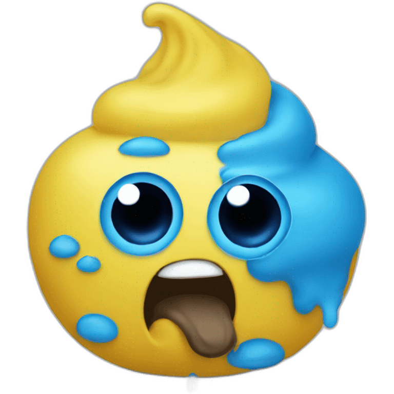 Yellow blue poo emoji