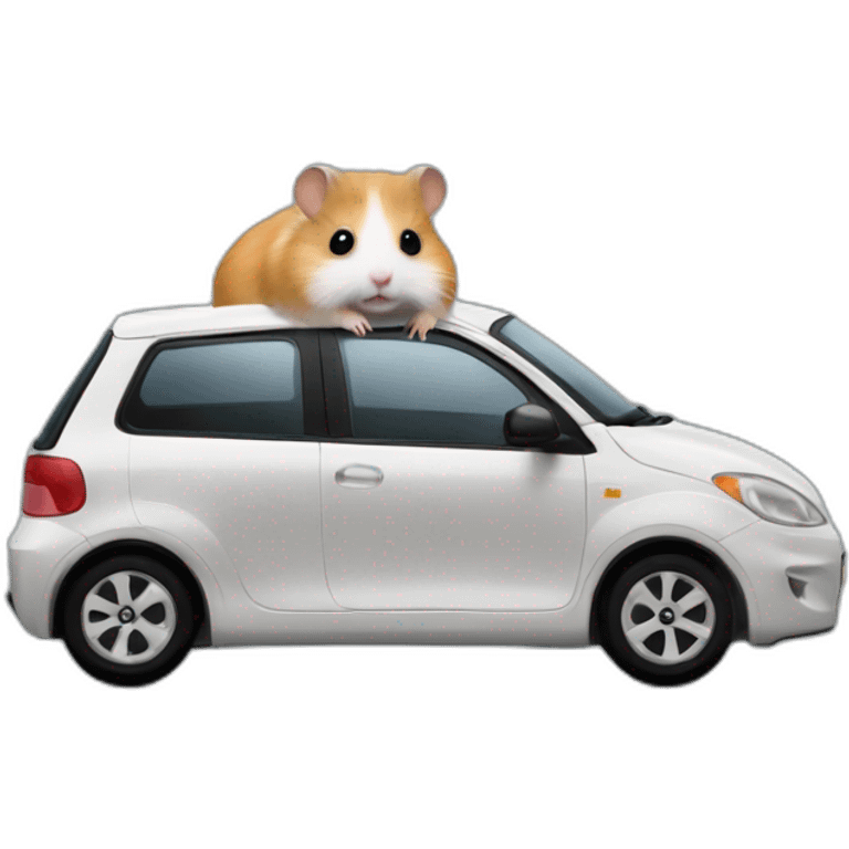 Hamster marron et gris dans une voiture emoji