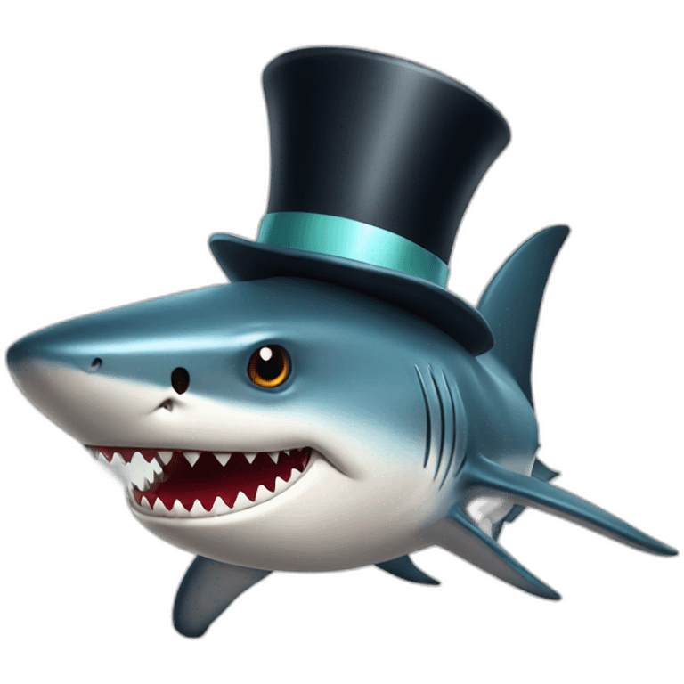 Shark with a top hat emoji