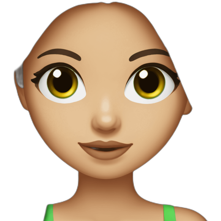 Selena Gomez with Green eyes and long chocolate hair emoji