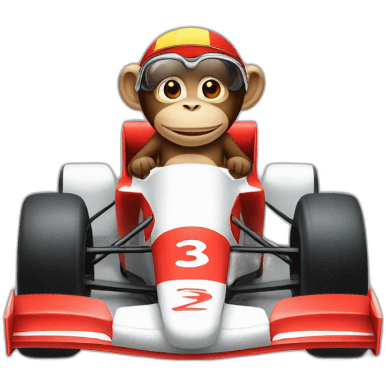 monkey driving a formula one car emoji