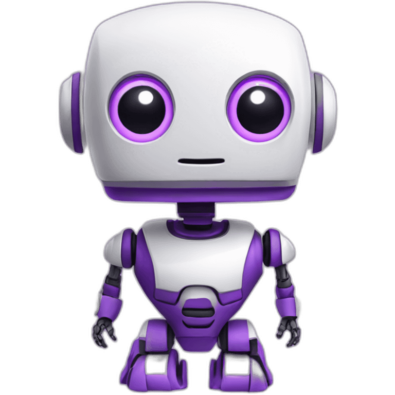 cute helpfull robot whie purple emoji