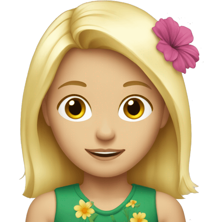 blond girl with flower emoji