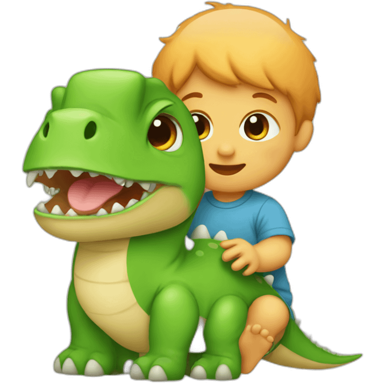 a baby and a dinosaur emoji