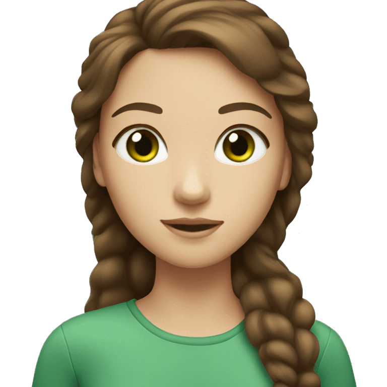 A brown haired girl with green eyes and light skin emoji