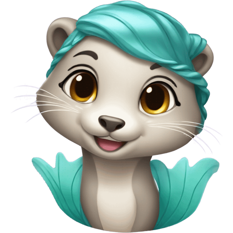 A cute and happy otter face as a mermaid princess. emoji