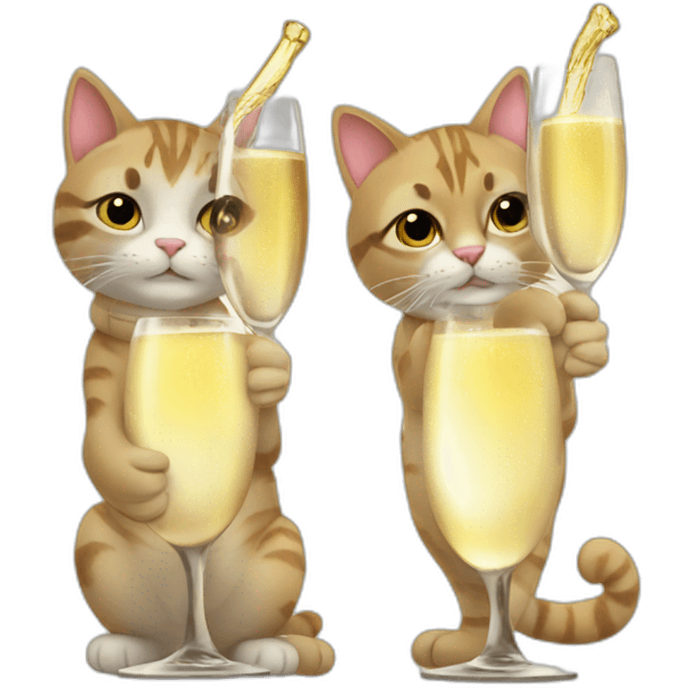 2 cats friends with glass of champagne emoji