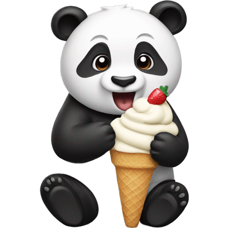 Panda eating ice cream emoji