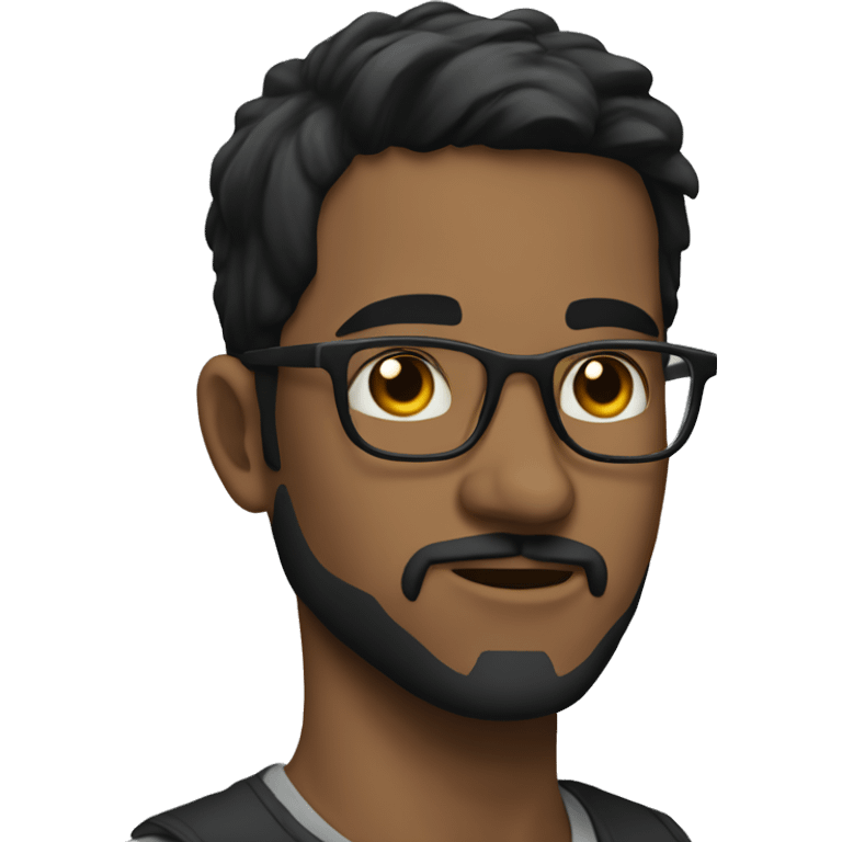 a young guy with black hair, with thin beard wears glasses emoji