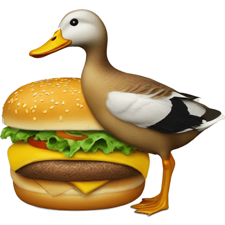 Duck eating burger  emoji