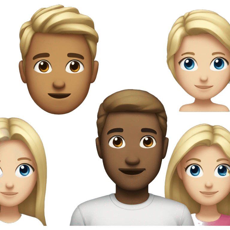 man with blue eyes and blonde hair with girl with brown eyes and brown hair  emoji