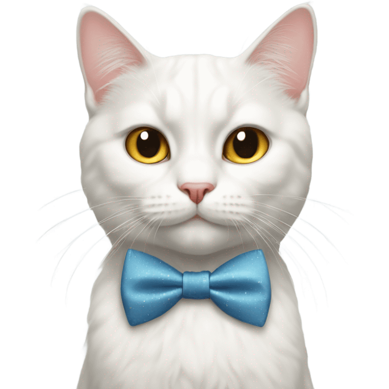 White cat with bowtie  emoji