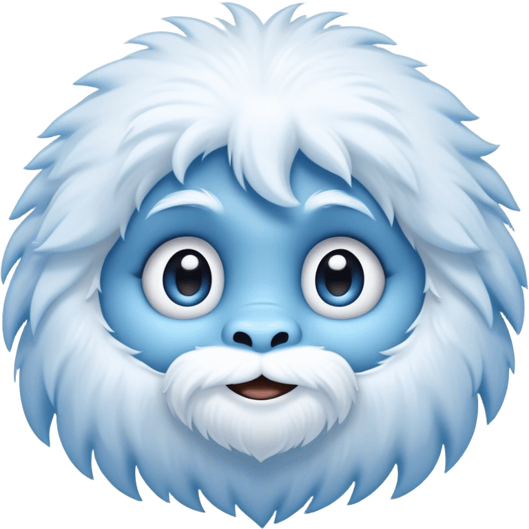 Cinematic Cute Yeti Portrait Emoji, with a charming, small, fluffy form in soft snowy whites and cool blues, featuring big, innocent eyes and a shy, gentle smile, simplified yet irresistibly endearing, highly detailed with a soft glowing outline that captures the whimsical charm of a friendly yeti ready for a cuddle! emoji