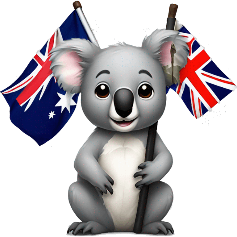 Koala bear head on a kangaroo body holding an Australian flag emoji