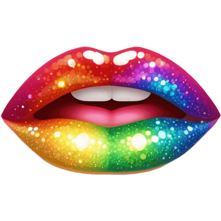 rainbow sparkles on lush, full lips. Lips only emoji