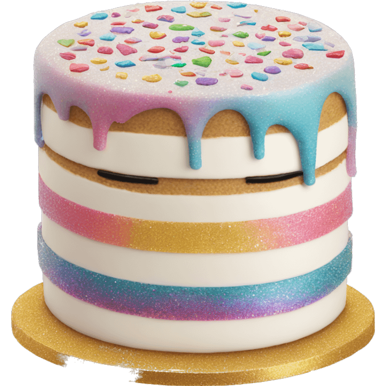 Realistic cake with colorful glitter emoji