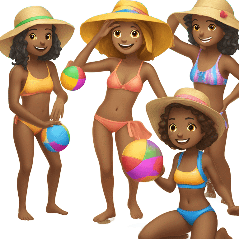 Girls at beach emoji