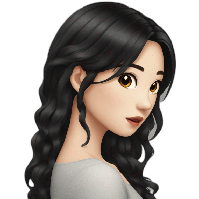 Beautiful girl,Black hair,long hair,Black eyes,Chinese emoji