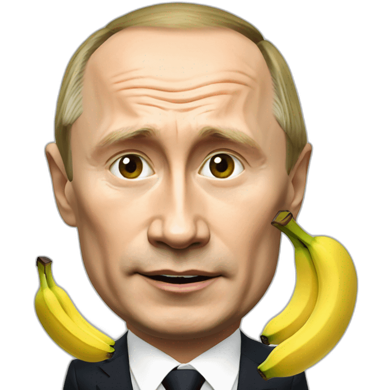 Vladimir Putin with 2 bananas in mouth emoji