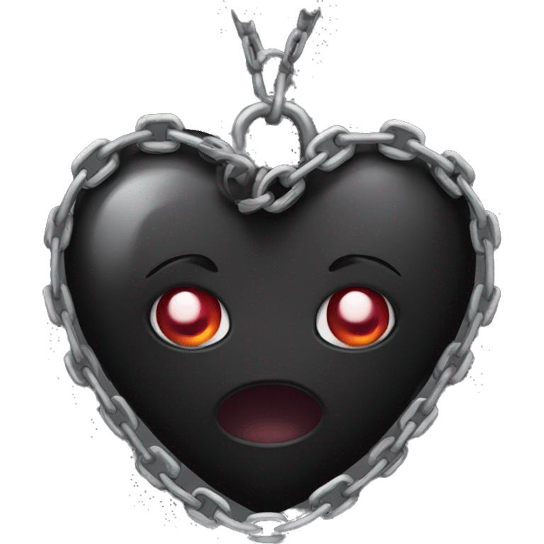 Emo black heart with chains emoji