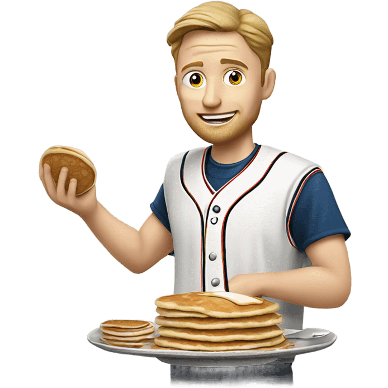 White man playing baseball eating pancakes ￼￼ emoji