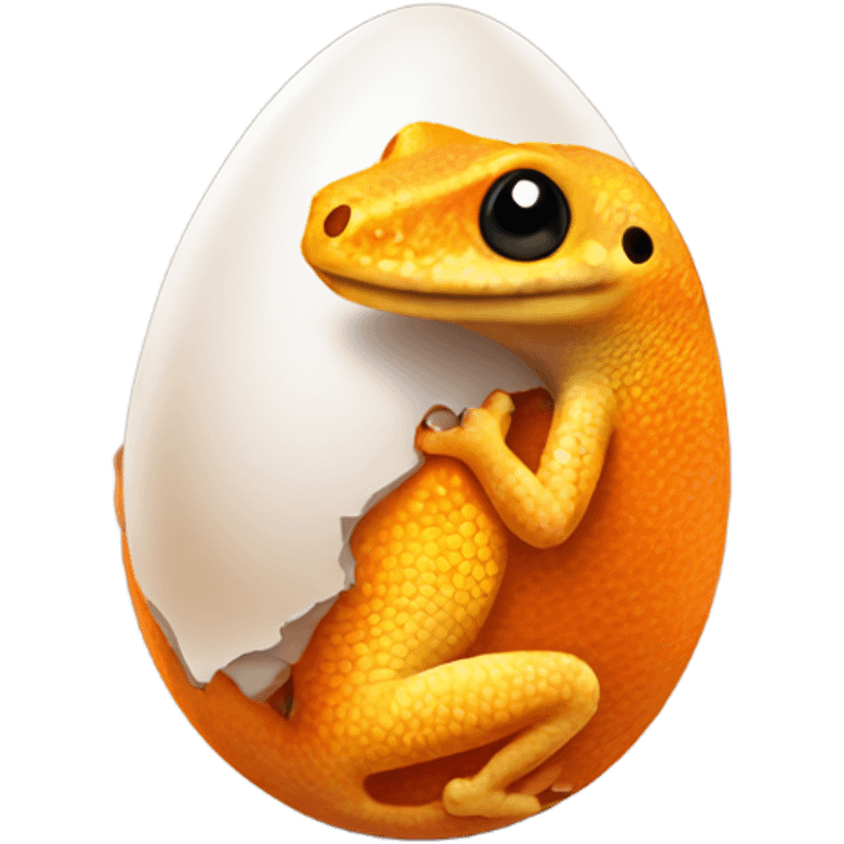 Orange gecko emerges from egg emoji