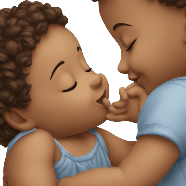 Baby kissing each other emoji