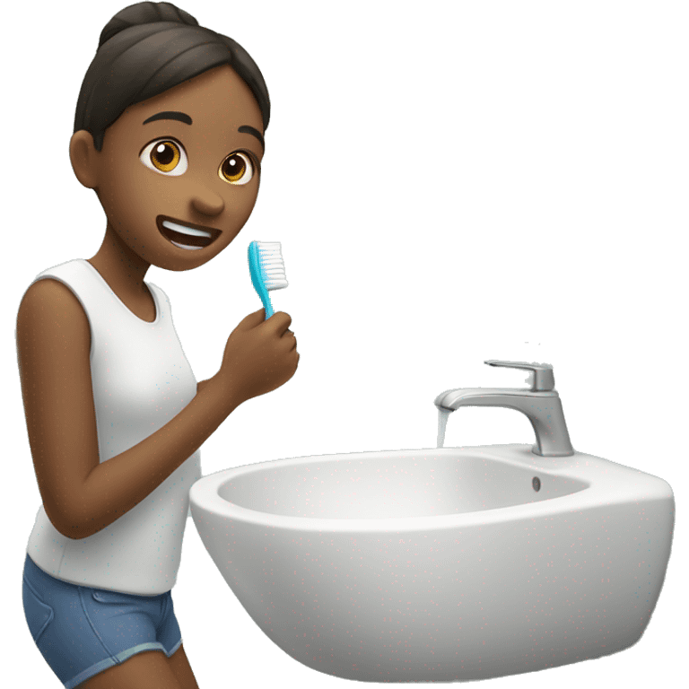 Girl brushing teeth emoji