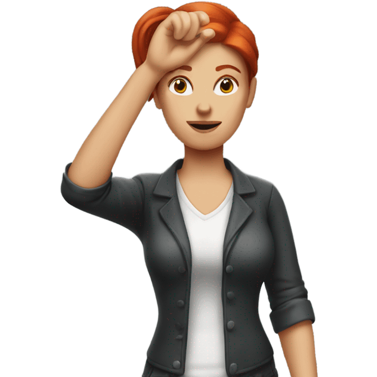 Red headed woman giving the timeout sign emoji