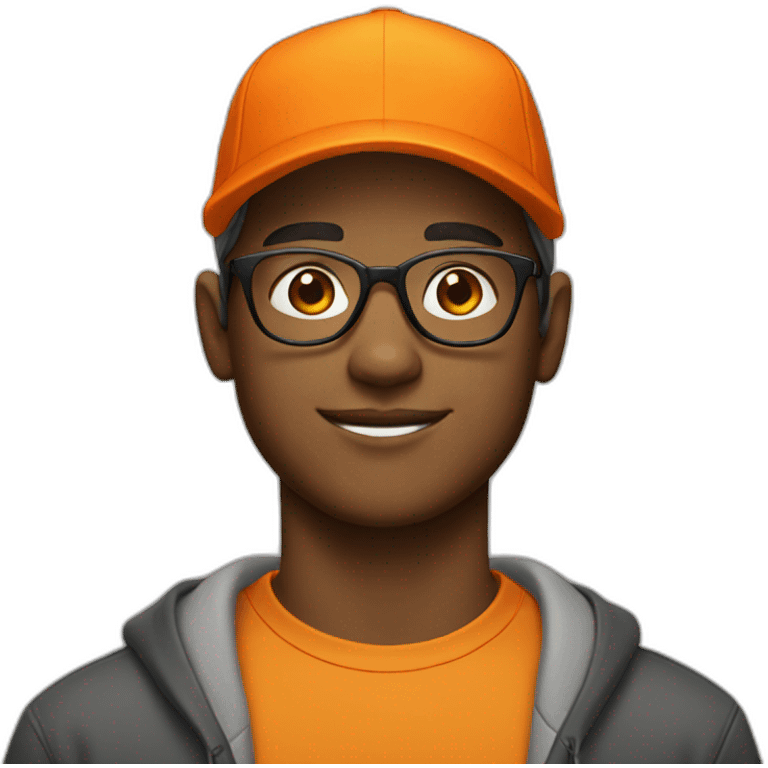 young white man in glasses with an orange cap emoji