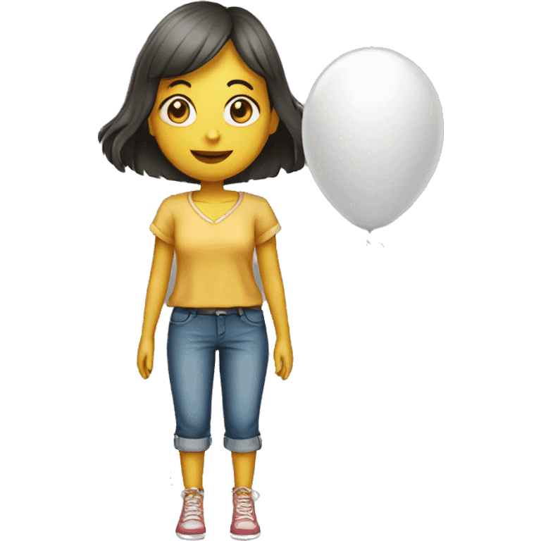 girl containing balloon with blouse written xandabaloes emoji