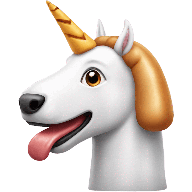 Unicorn with a hotdog dog horn emoji