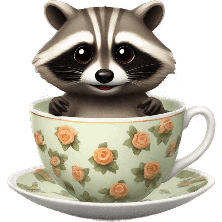 raccoon in a tea cup emoji