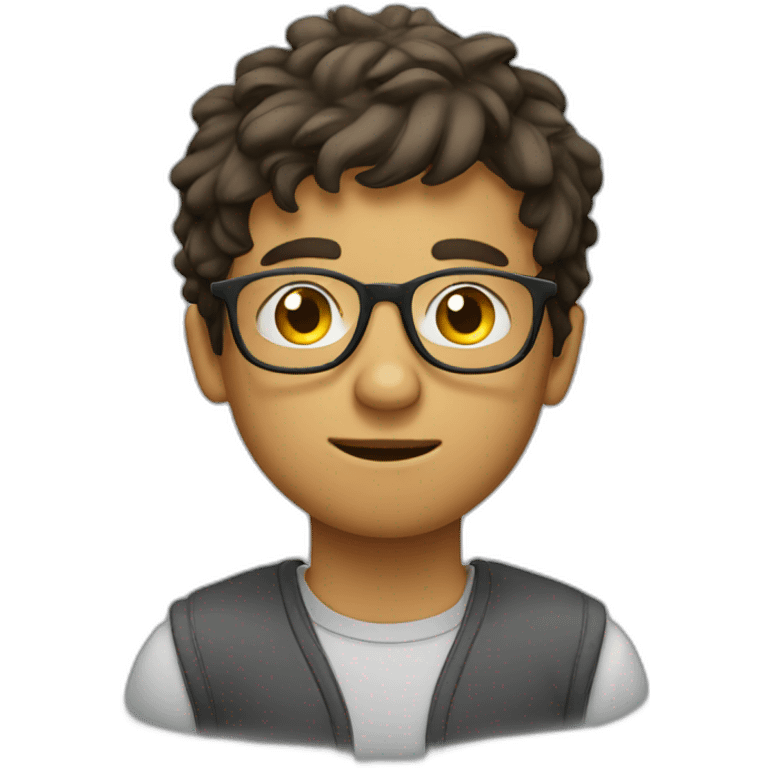 Young man wearing glasses thinking about something emoji