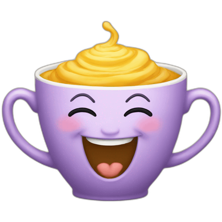 Laughing out loud teacup emoji