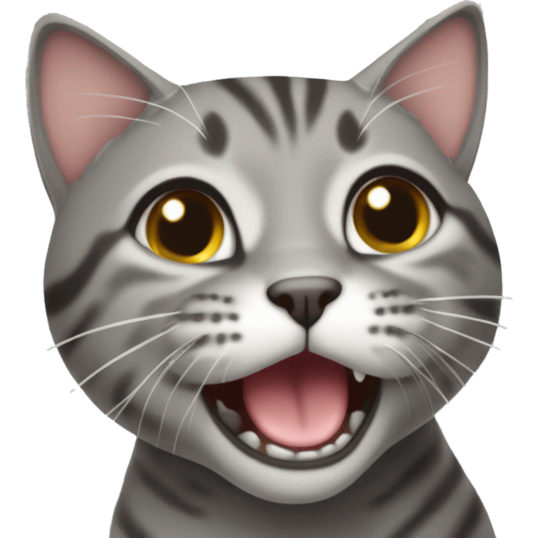 Tabby short hair grey cat meowing  emoji