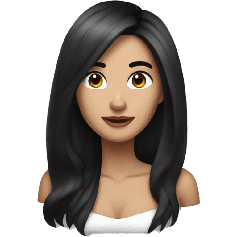 a woman with long black hair styling hair friend eyebrows emoji