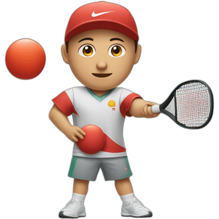 un chinois gros avec un nike tech qui joue au ping pong emoji