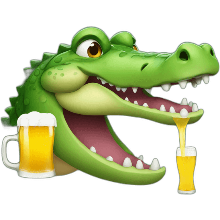 crocodile drinking beer emoji