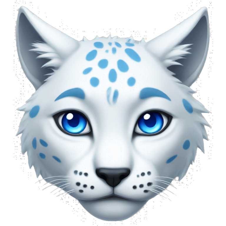 white lynx face with blue eyes emoji