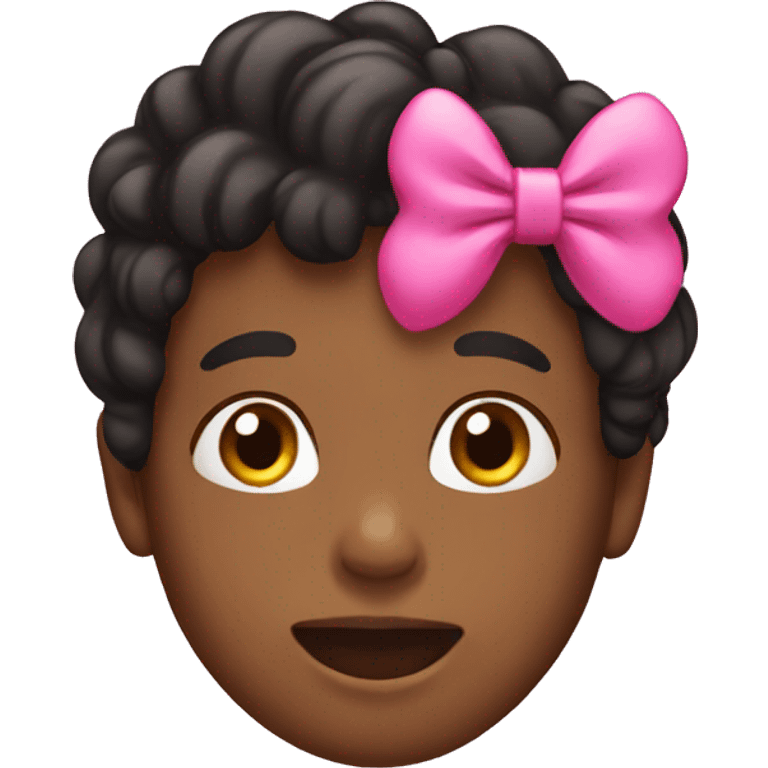 black boy with his tongue out with a pink bow on his hair  emoji