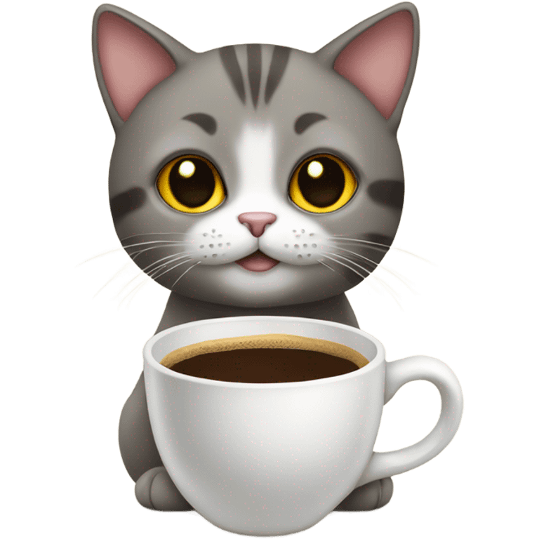 Cat with coffee emoji