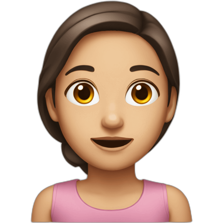 brunette girl with a very big left ear emoji