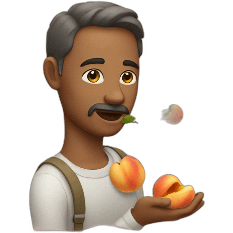 A man eating peaches emoji