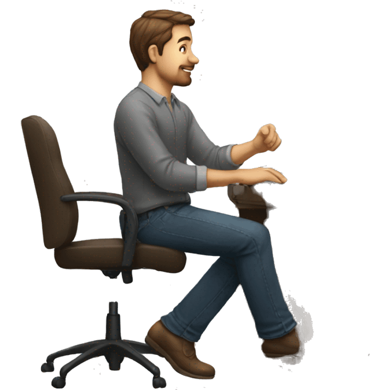 Guy sitting at desk but remove the chair and make the guy stand emoji