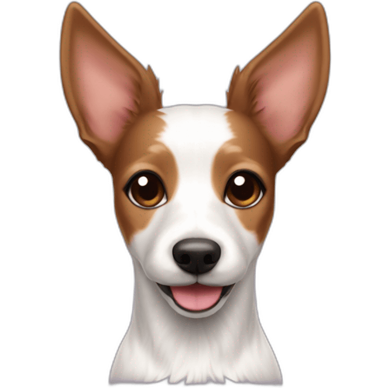 happy female white and brown toy fox terrier with long fur emoji