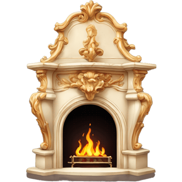 chic fireplace with fire in baroque style emoji